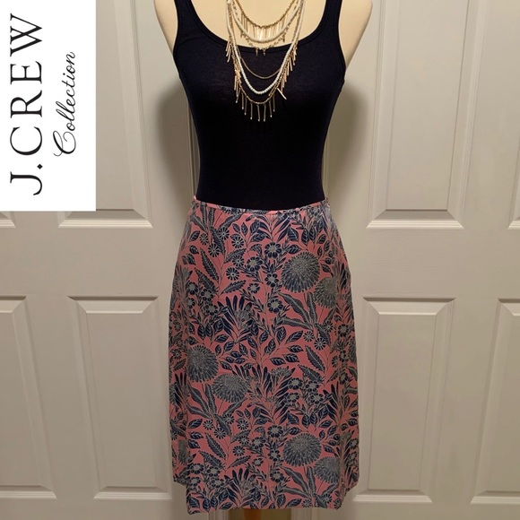 J. Crew Dresses & Skirts - J. Crew Pink/Navy 100% Silk Lined Paisley Skirt